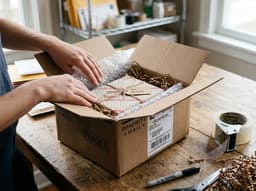 A courier holding packages, illustrating shipping a gift.