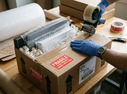 A courier holding packages, illustrating shipping electronics safely.