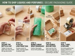 A courier holding packages, illustrating shipping liquids and perfumes.