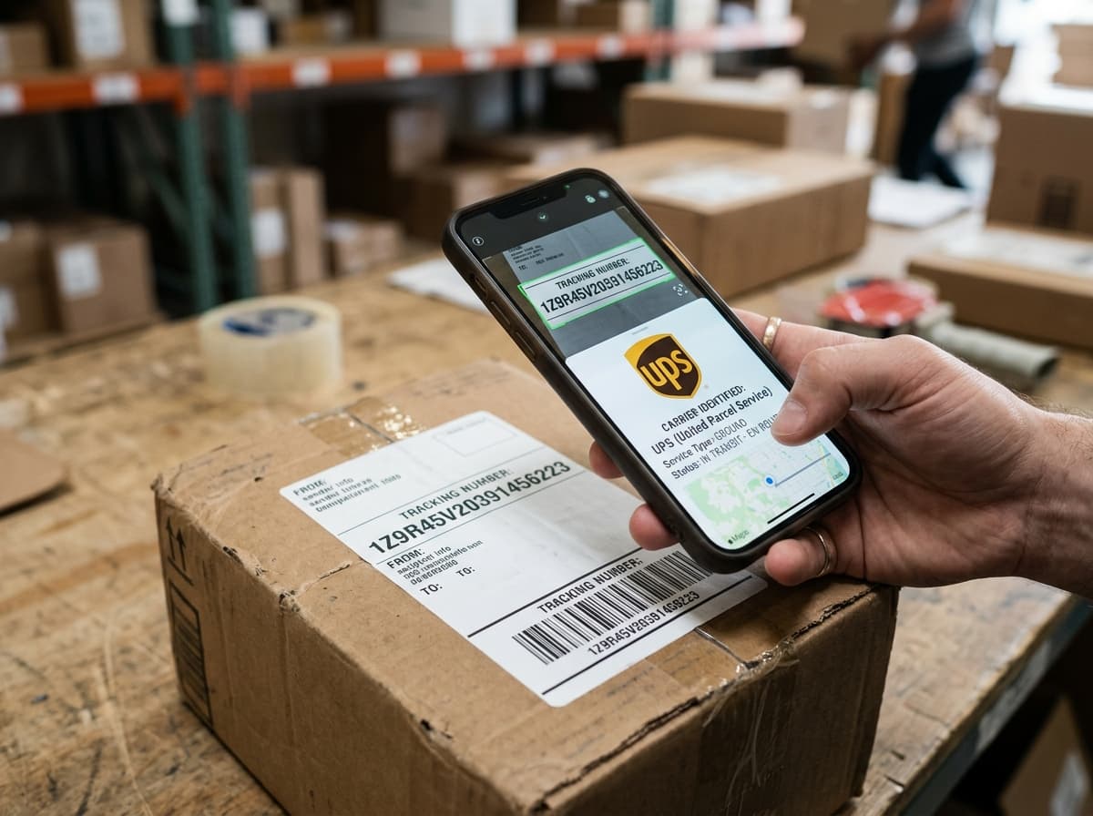 A courier holding packages, illustrating identifying a carrier from a tracking number.