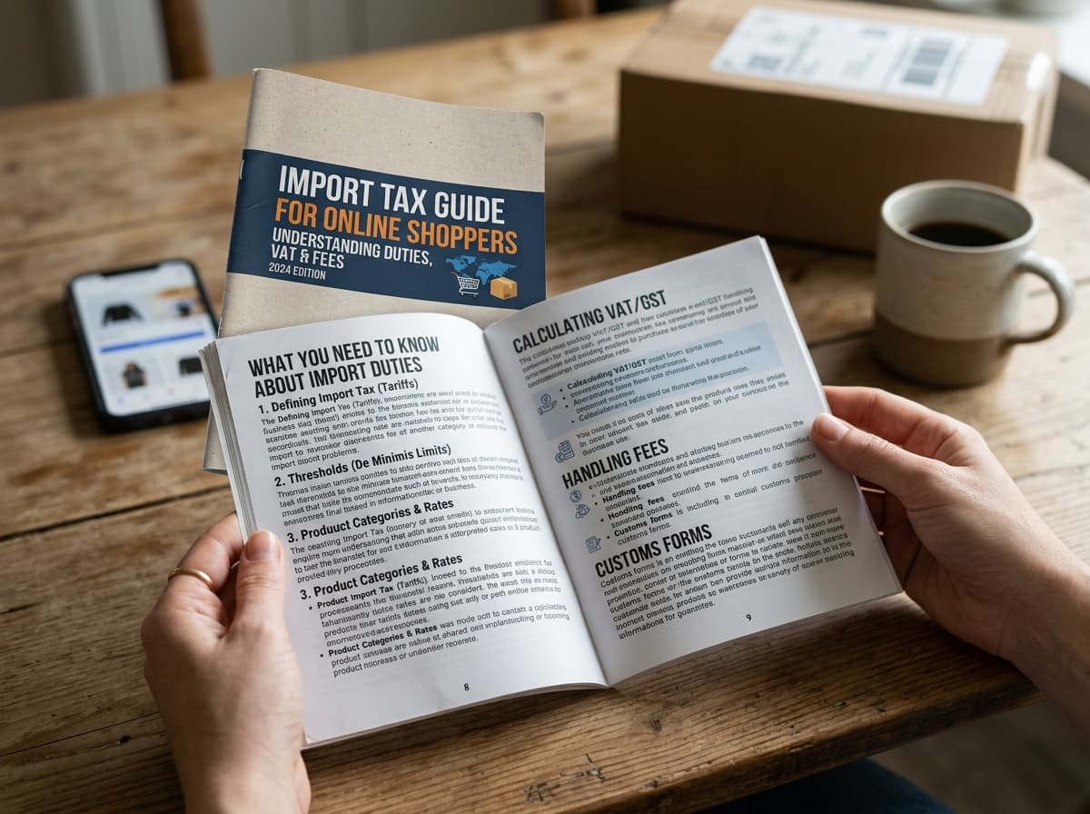 A courier holding packages, illustrating import tax for online shoppers.