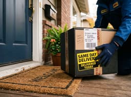 A courier holding packages, illustrating same-day delivery for businesses.
