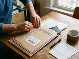 A courier holding packages, illustrating shipping documents internationally.