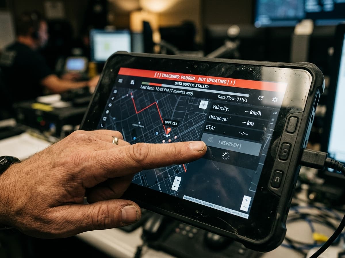 A courier holding packages, illustrating tracking that is not updating.
