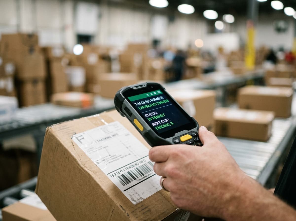 A courier holding packages, illustrating what a tracking number is and how to read it.