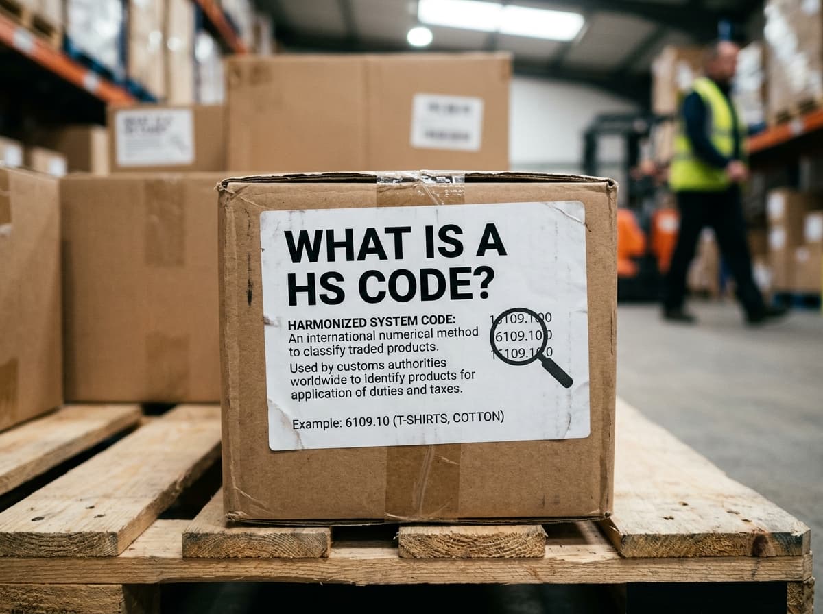A courier holding packages, illustrating what an HS code is.