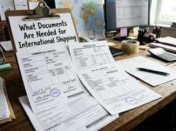A courier holding packages, illustrating the documents needed for international shipping.