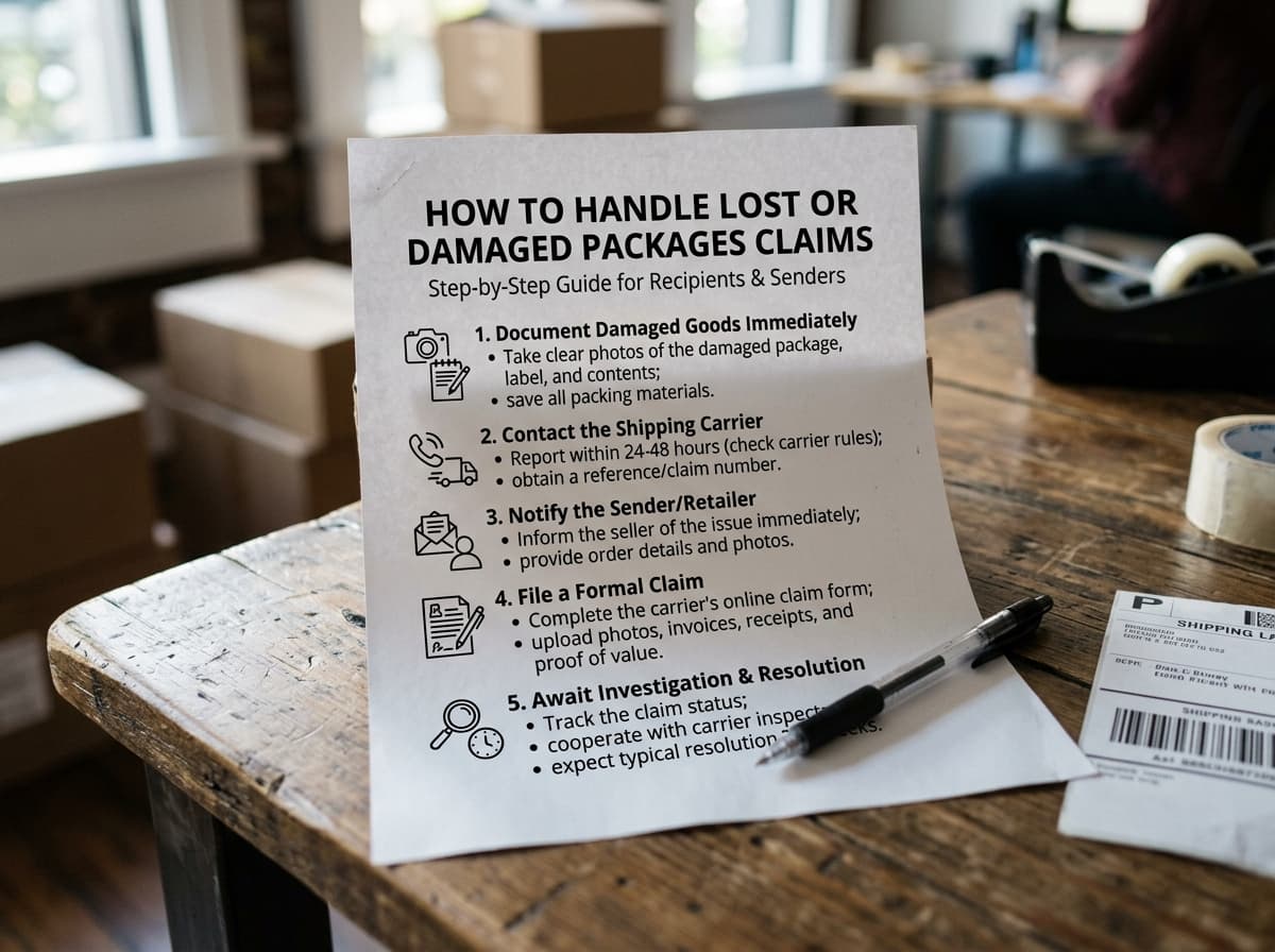 A courier holding packages, illustrating handling lost or damaged package claims.