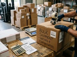 A courier holding packages, illustrating saving money on bulk shipping.