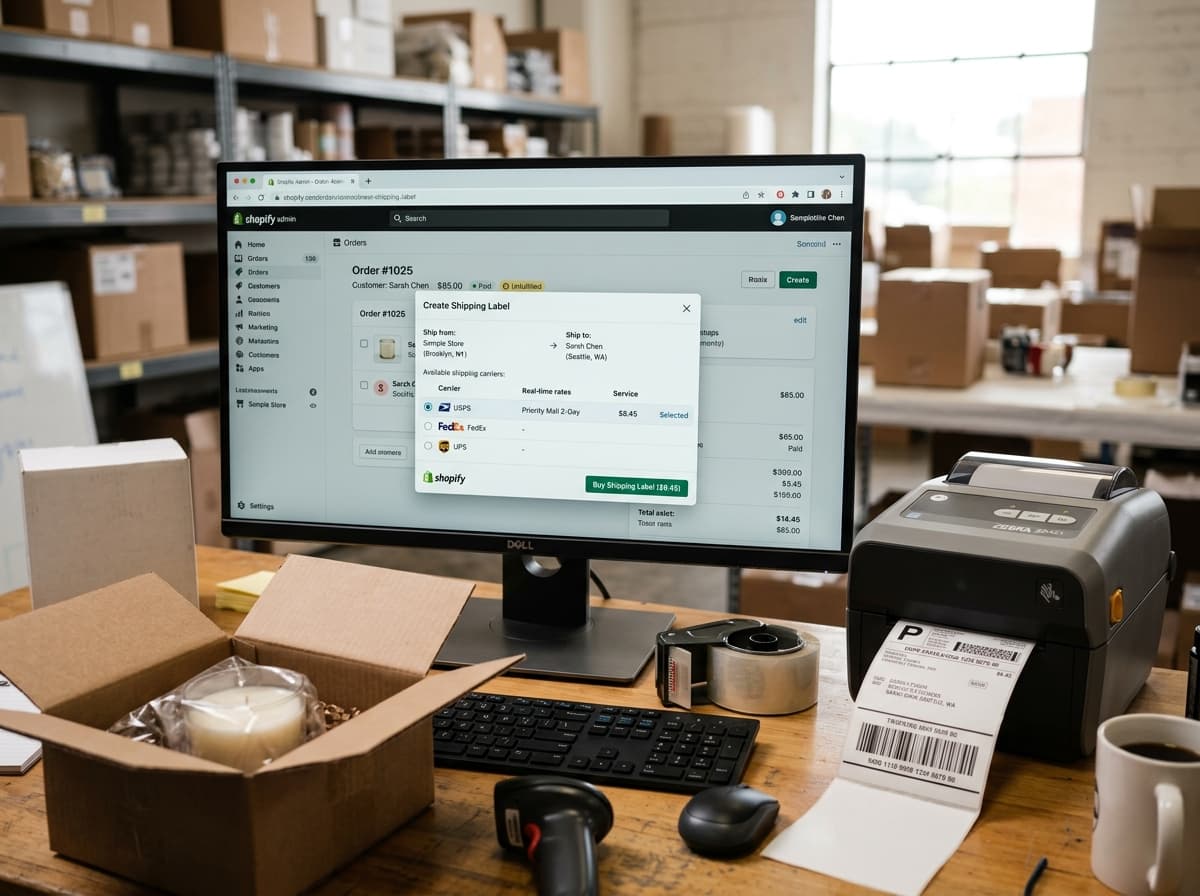A courier holding packages, illustrating Shopify shipping integration.